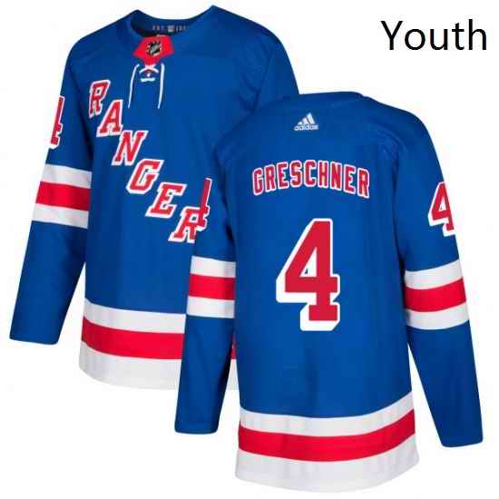 Youth Adidas New York Rangers 4 Ron Greschner Authentic Royal Blue Home NHL Jersey